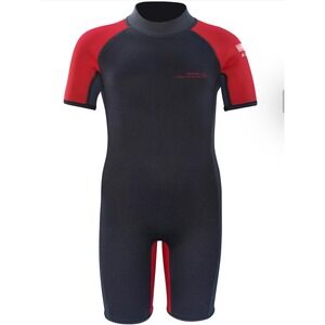 Kids 2mm Neoprene Wetsuit Shorty Red Black Size Large 10 Short Sleeve